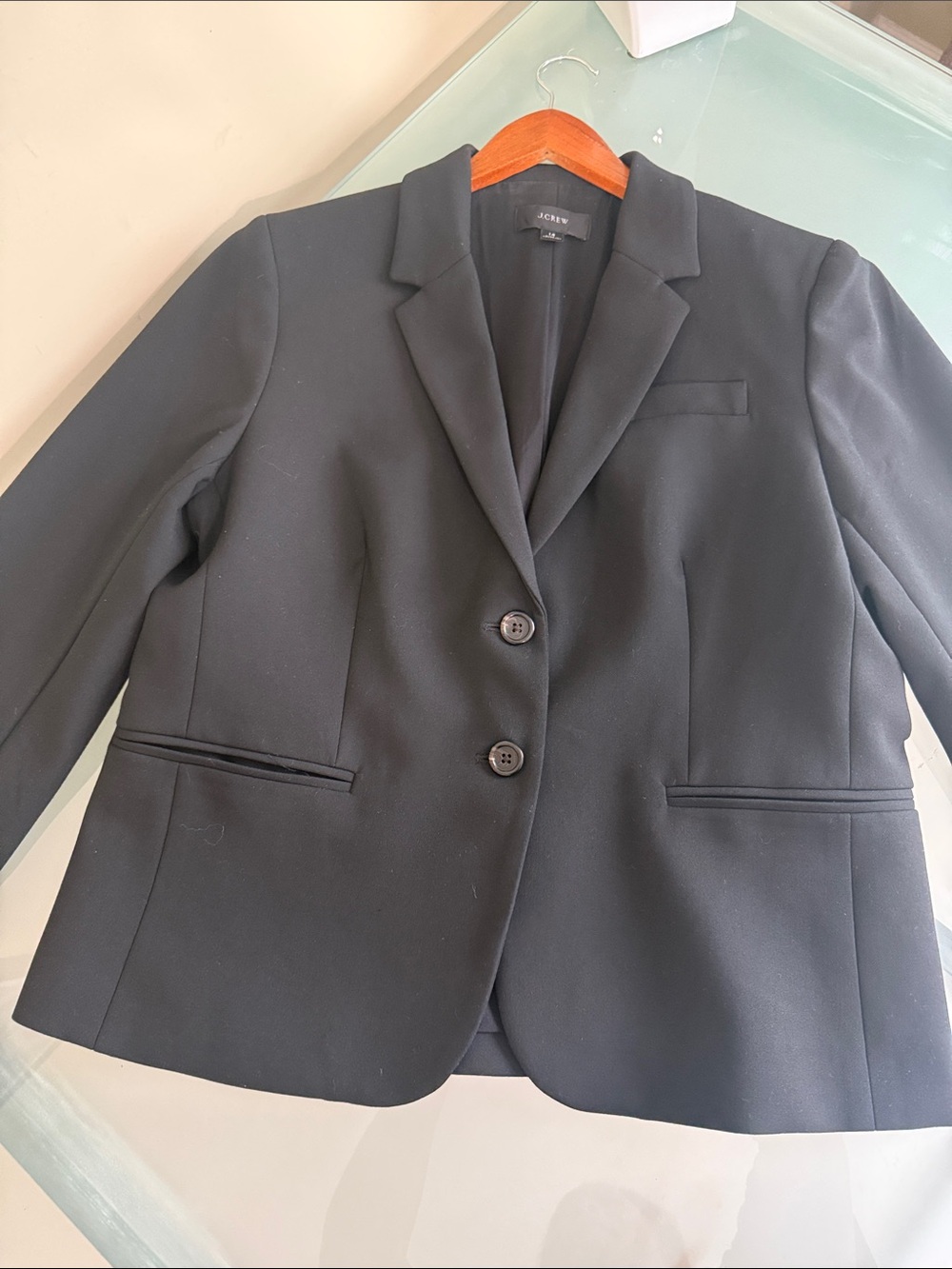 J. Crew Black Blazer Size 14 Tailored Elevated Modern Silhouette